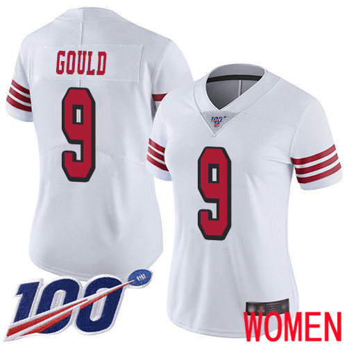 San Francisco 49ers Limited White Women Robbie Gould NFL Jersey #9 100th Season Rush Vapor Untouchable